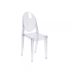 Flash Furniture FH-111-APC-CLR-GG Ghost Transparent Polycarbonate Outdoor / Indoor Stackable Side Chair with Oval Back