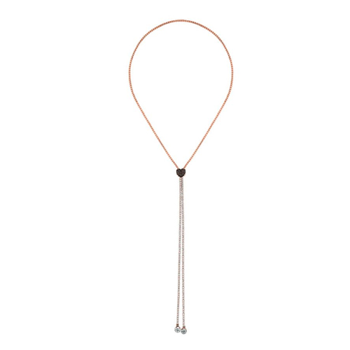 Crystal pave heart toggle necklace