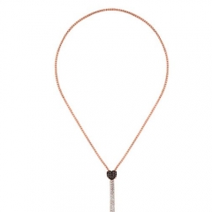 Crystal pave heart toggle necklace