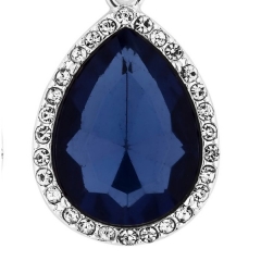 Silver blue crystal peardrop drop earrings