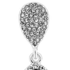 Silver blue crystal peardrop drop earrings