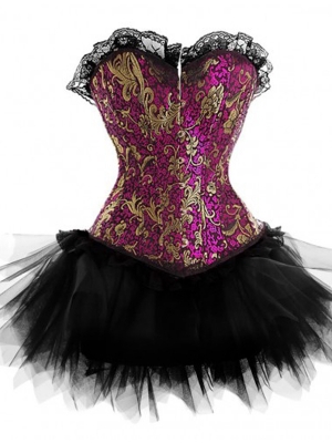 Red And Pink Plus Size Corset Dress