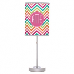 Hot Pink Teal Orange Chevrons Custom Monogram Table Lamps