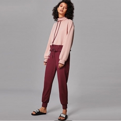 2018 Drawstring Neck And Hem Two Tone Sweatshirt