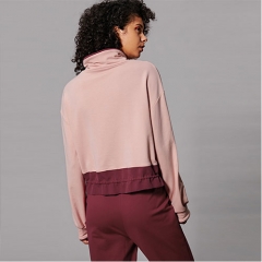 2018 Drawstring Neck And Hem Two Tone Sweatshirt