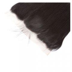 Maleisische Steil Haar Bundels Met Kant Frontale 3 stuks met Sluiting 13*4 Niet-Remy Menselijk Haar