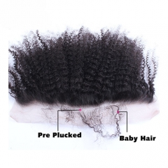 Frontale Sluiting Pre Geplukt Met Baby Haar Mongoolse Afro Kinky Krullend Remy Haar Natuurlijke Zwarte Menselijk haar Dolago