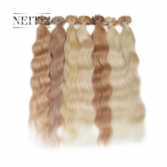 Machine Gemaakt Remy Human Fusion Hair U Nail Tip Natuurlijke Wave Pred Bond Keratine Human Hair Extension 20